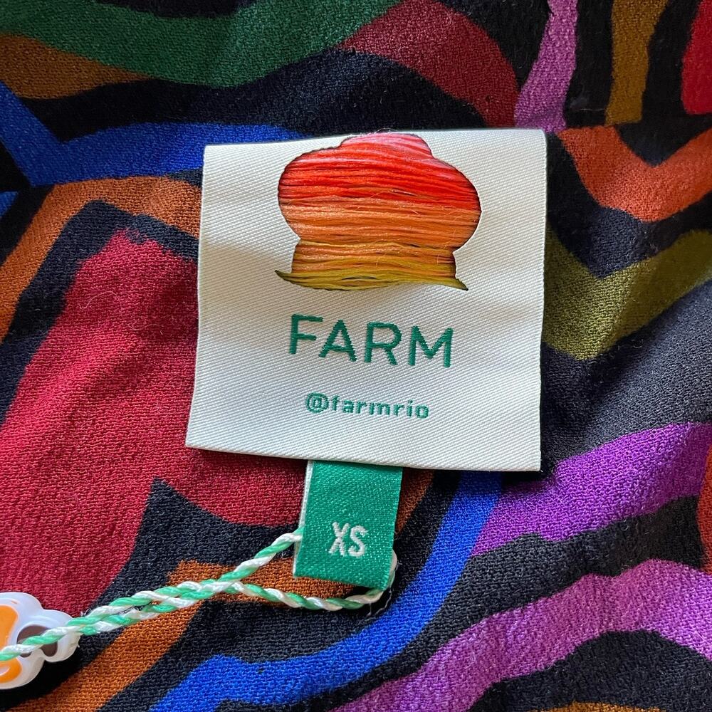 Farm Rio Rainbow Wild Hearts Maxi Dress Womens XS 0 2 Long Sleeve Red - Picture 7 of 16